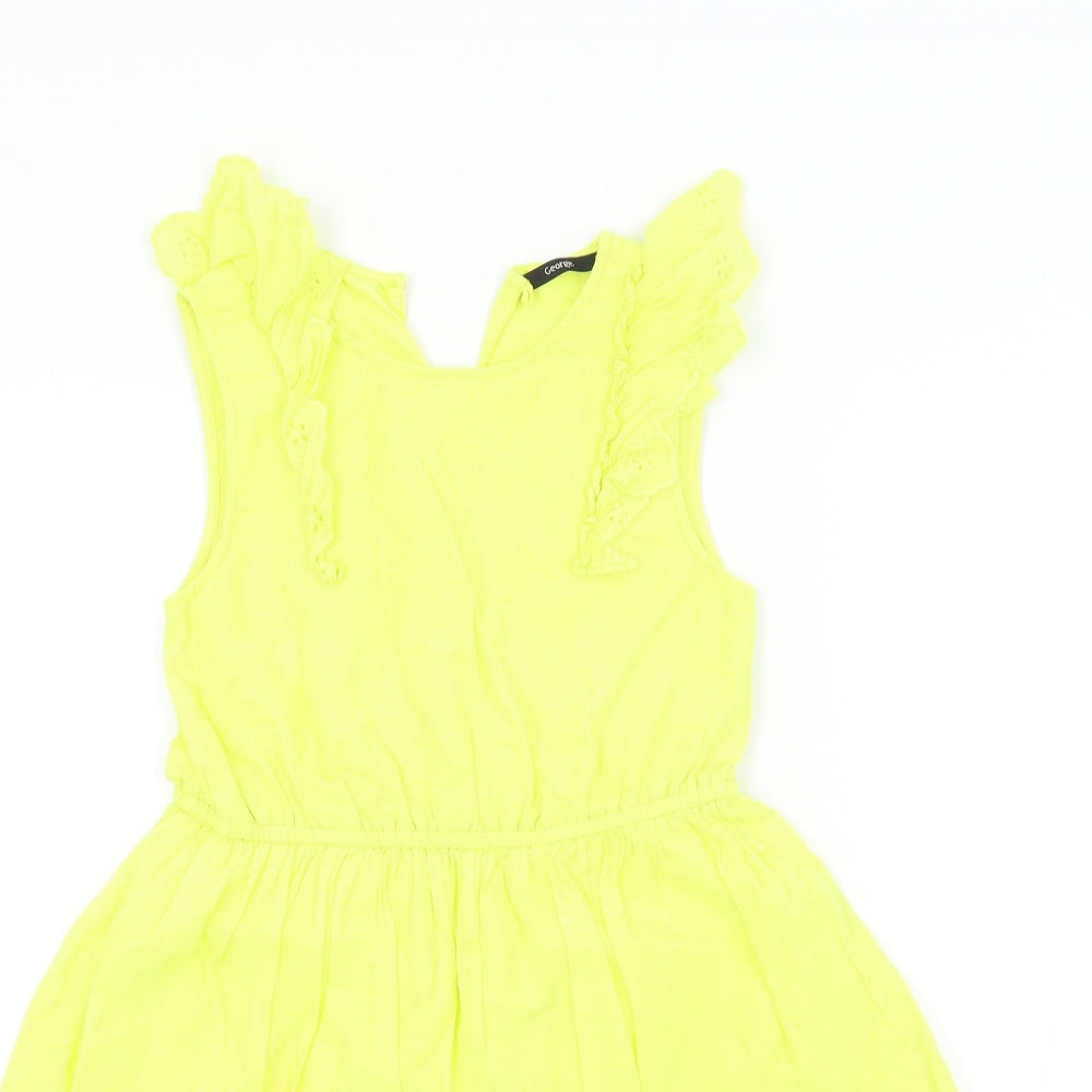 George Girls Yellow Colourblock  Fit & Flare  Size 8-9 Years