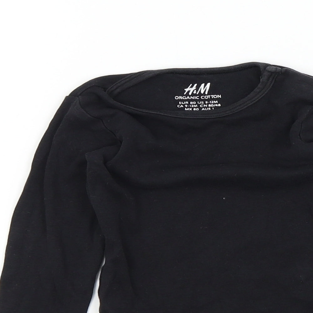 H&M Baby Black Colourblock  Babygrow One-Piece Size 6-9 Months