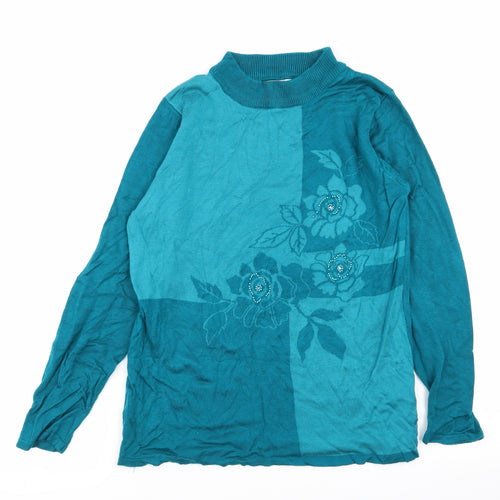 fay louise Womens Green Floral  Pullover Jumper Size M