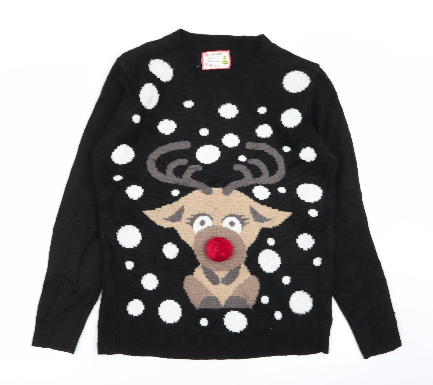 Select Womens Black Animal Print  Pullover Jumper Size 14  - christmas
