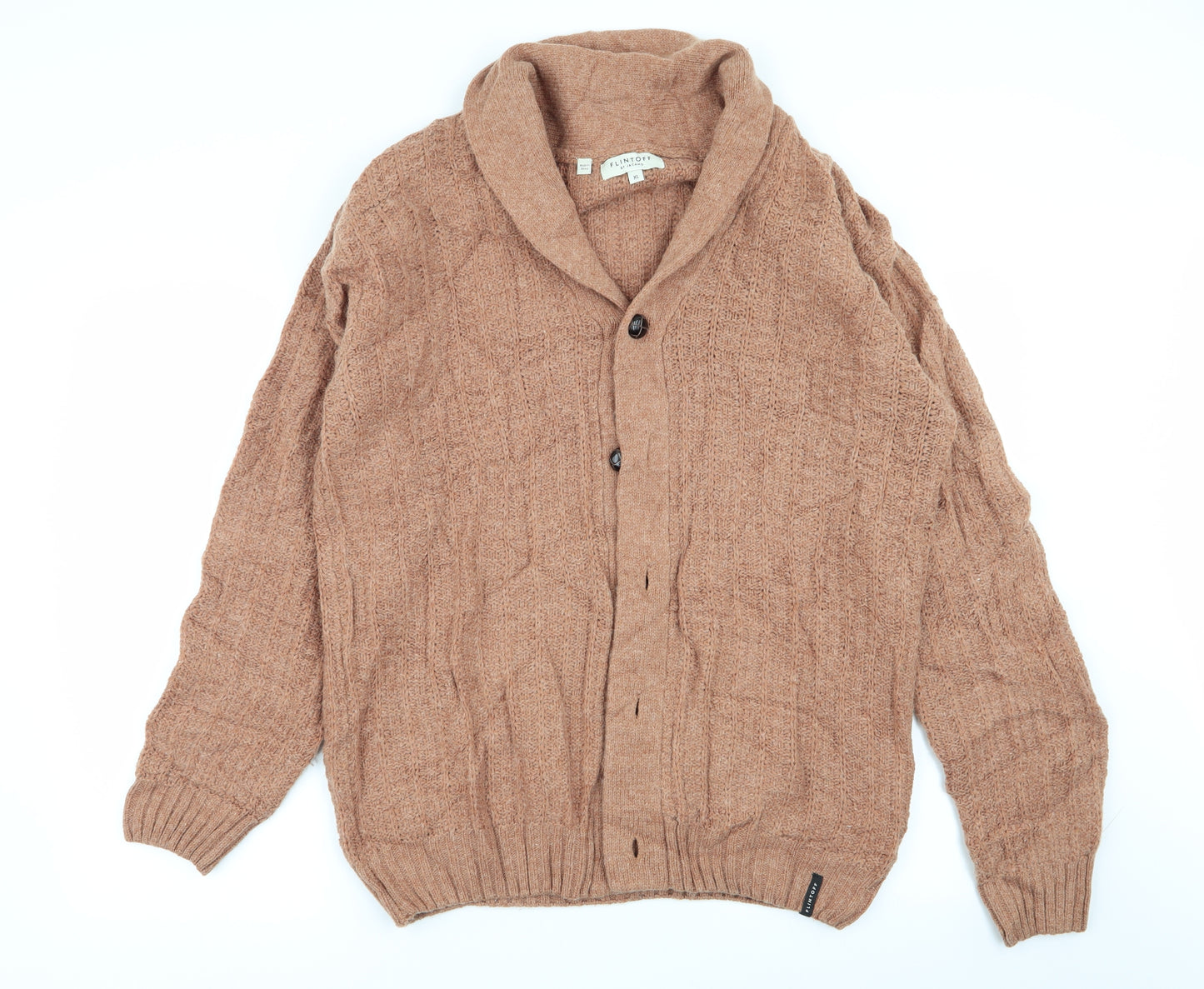 flintoff Mens Brown   Cardigan Jumper Size XL