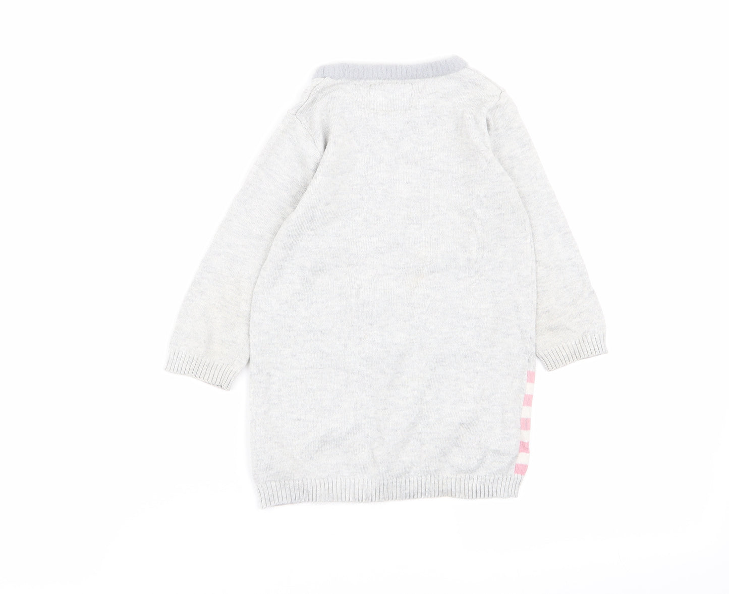 Primark Girls Grey Striped  Jumper Dress  Size 12-18 Months