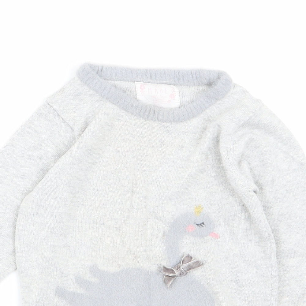 Primark Girls Grey Striped  Jumper Dress  Size 12-18 Months