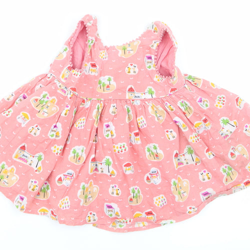 M&S Girls Pink Geometric  Fit & Flare  Size 3-6 Months