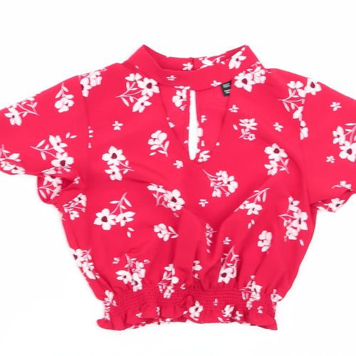 New Look Girls Red Floral  Basic Blouse Size 12 Years