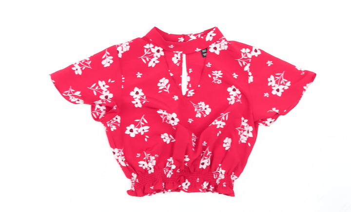 New Look Girls Red Floral  Basic Blouse Size 12 Years