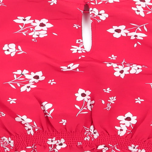 New Look Girls Red Floral  Basic Blouse Size 12 Years