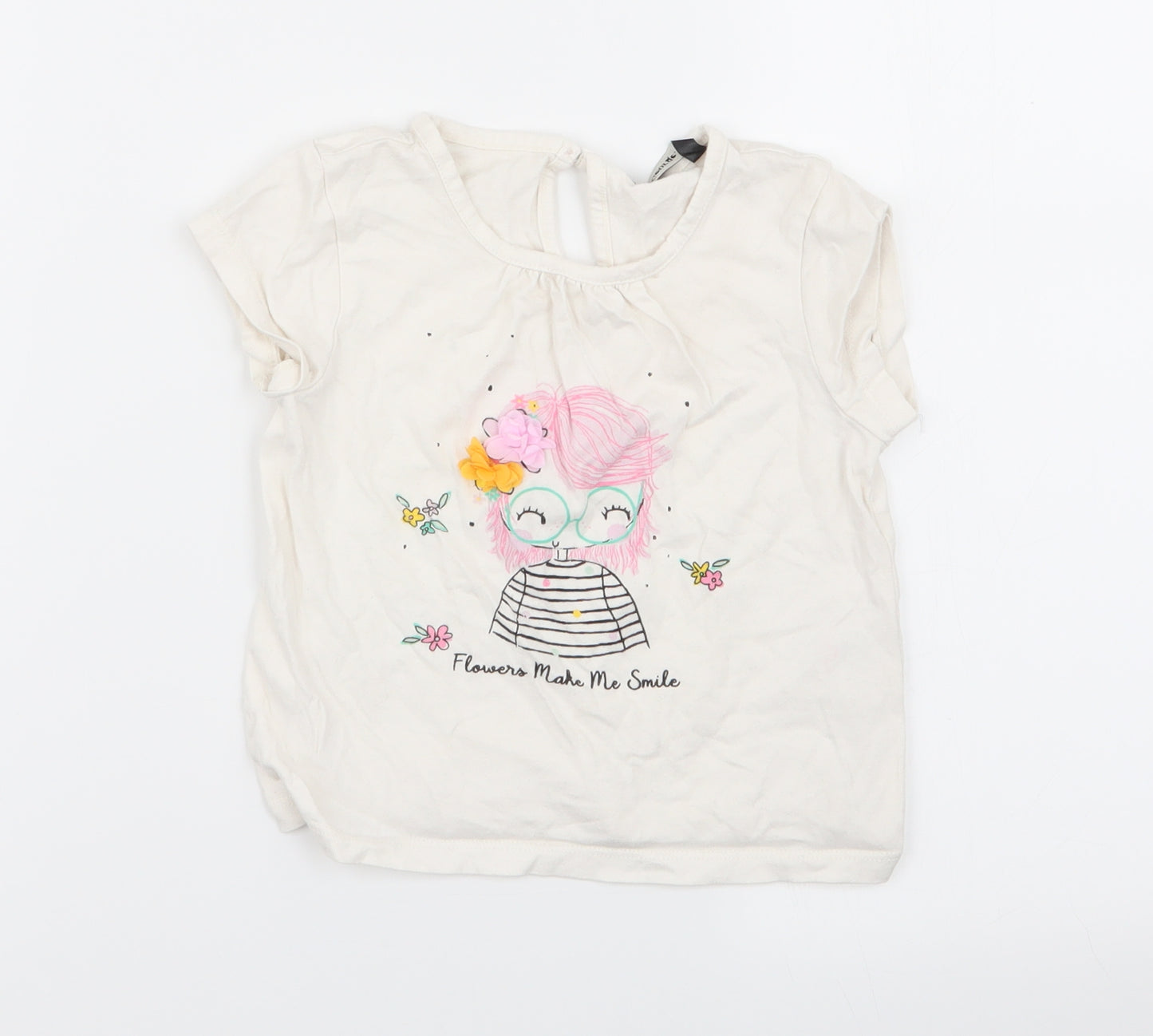 Asda George Girls White   Basic T-Shirt Size 2-3 Years