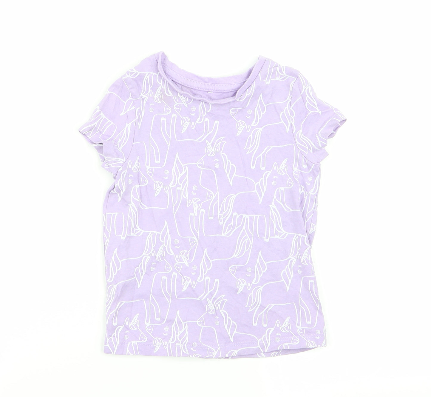 Asda George Girls Purple Geometric  Basic T-Shirt Size 2-3 Years