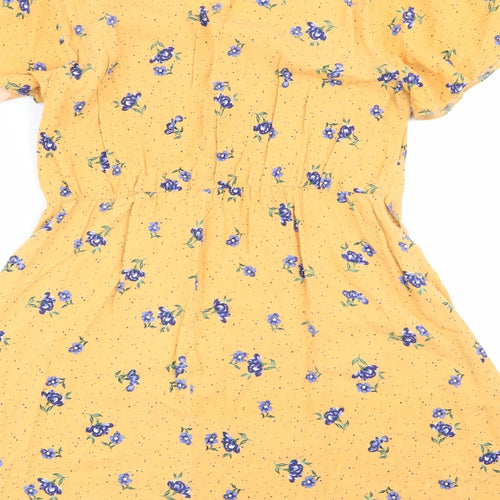 Primark Womens Yellow Floral  Fit & Flare  Size 12