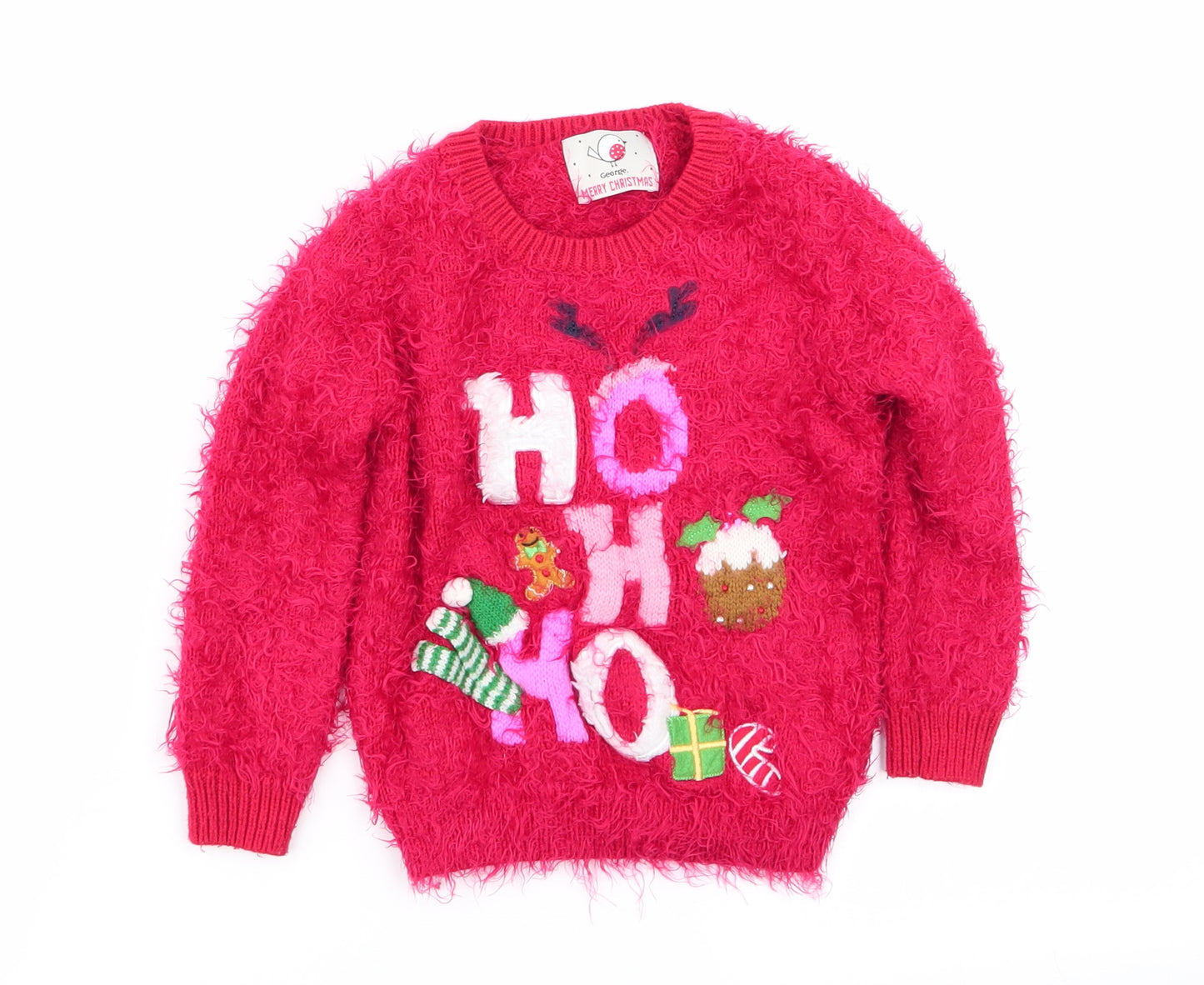 Asda George Girls Red   Pullover Jumper Size 2-3 Years  - christmas