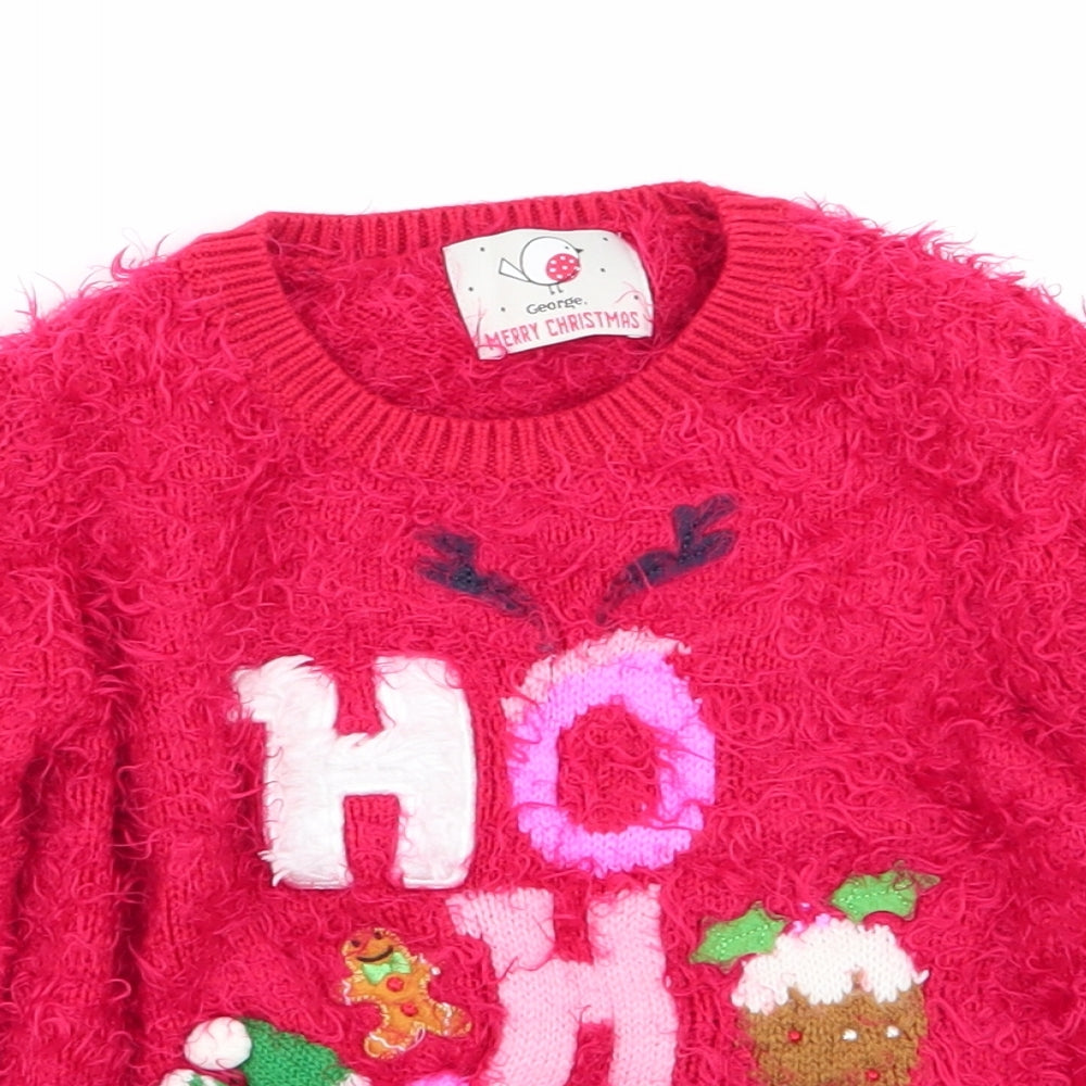 Asda George Girls Red   Pullover Jumper Size 2-3 Years  - christmas
