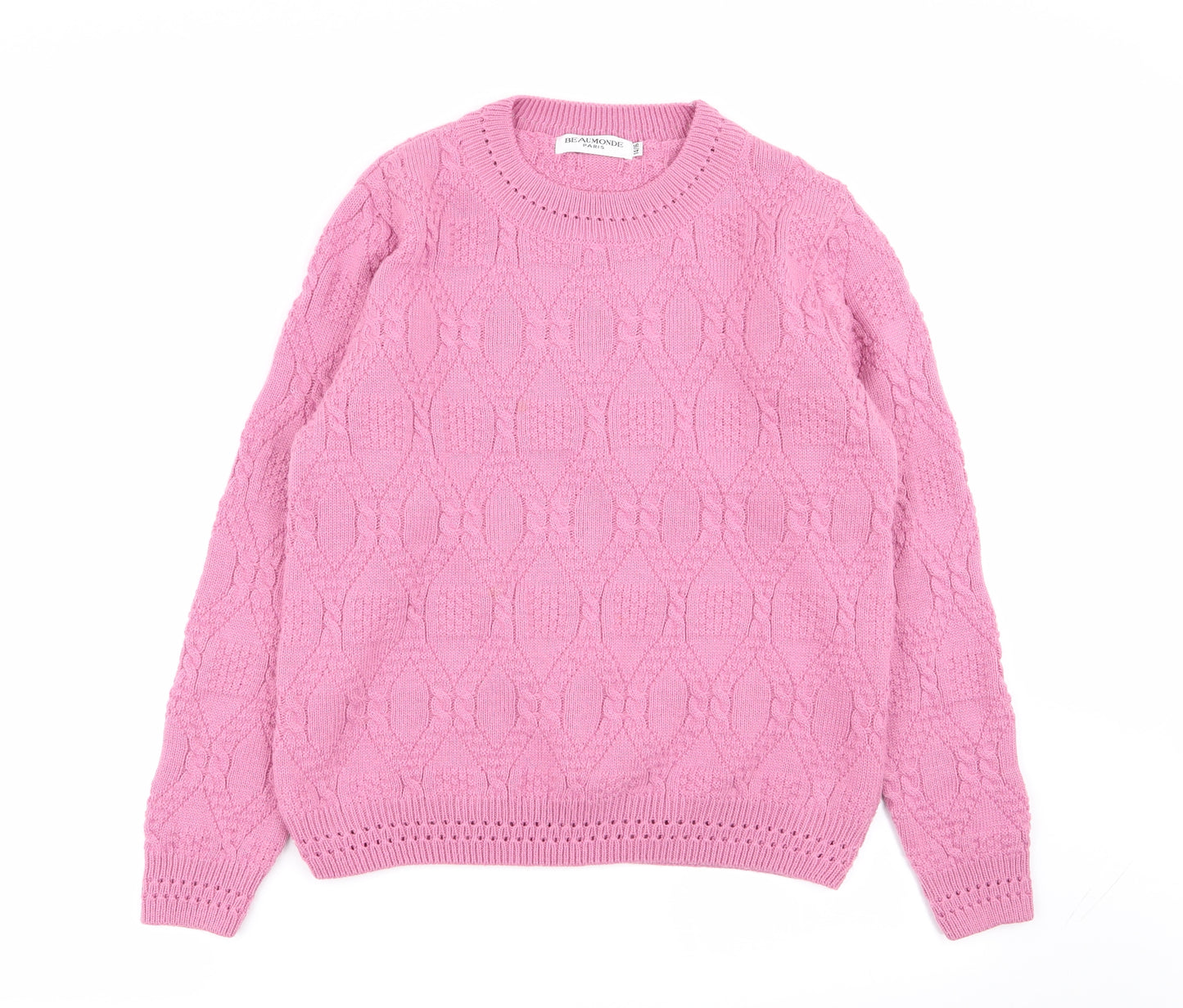 Beaumonde Womens Pink Geometric  Pullover Jumper Size 14