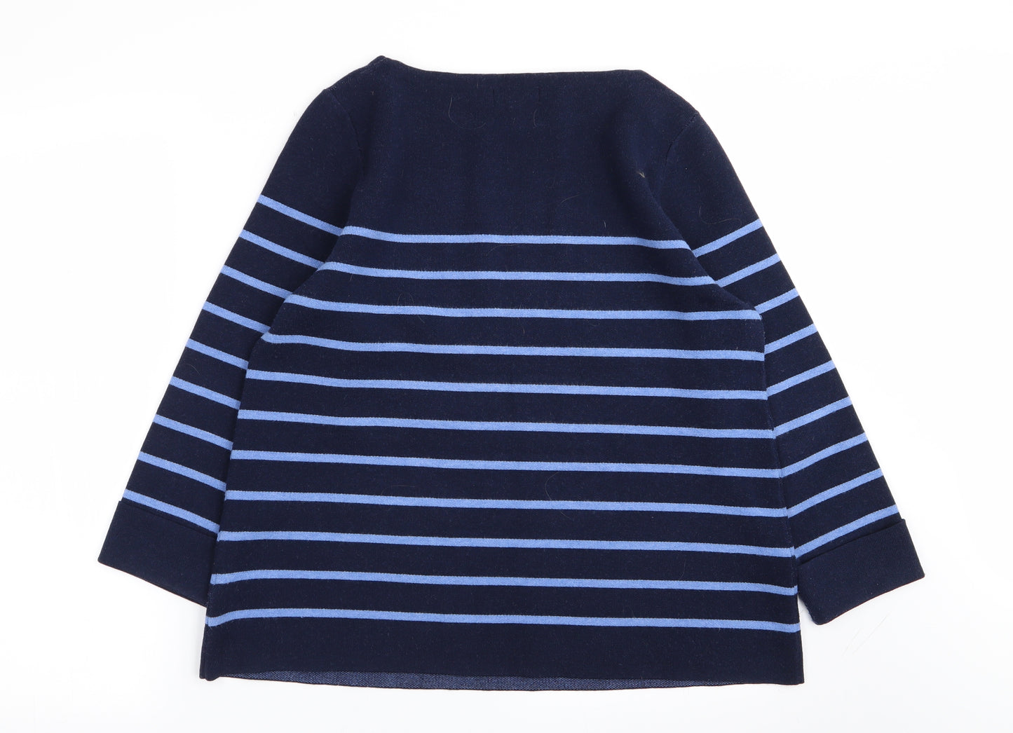 Adrienne Vittadini Womens Blue Striped  Pullover Jumper Size L