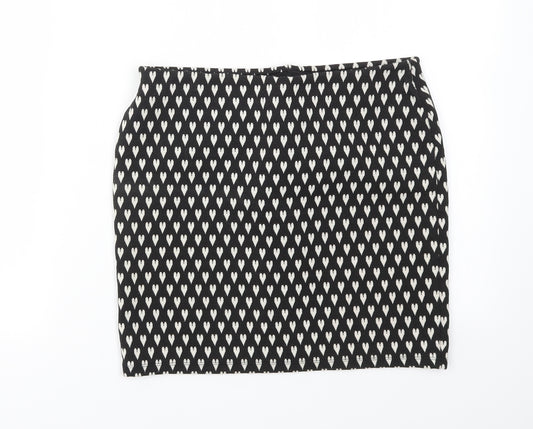Front view of Primark women’s multicoloured geometric a-line skirt, size UK 10, - stretch waistband