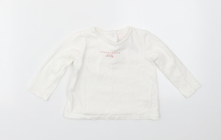 F&F Girls White Basic T-Shirt Size 6-9 Months
