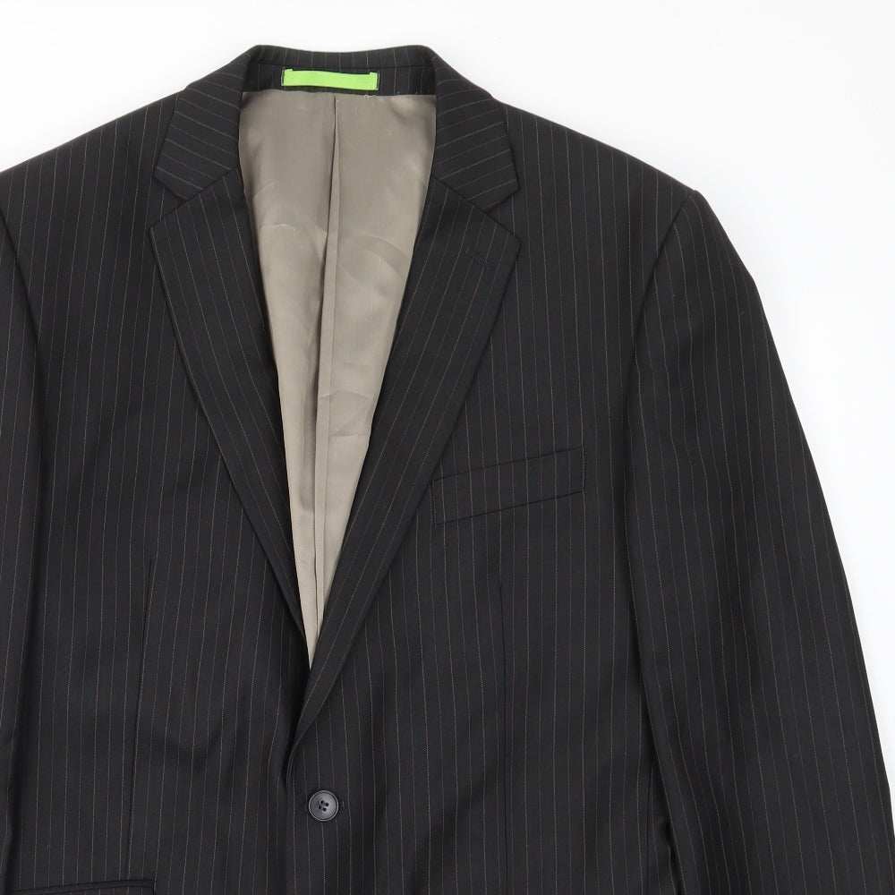 Preworn Mens Black Striped  Jacket Blazer Size 42