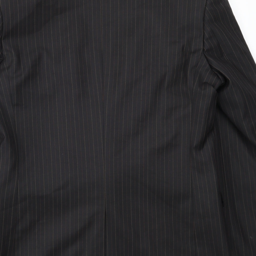 Preworn Mens Black Striped  Jacket Blazer Size 42