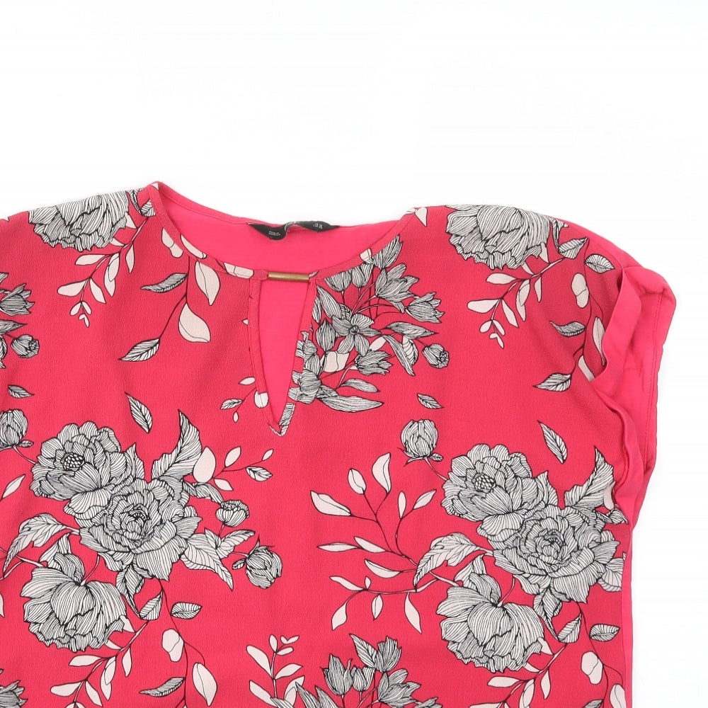 F&F Womens Pink Floral  Basic T-Shirt Size 14