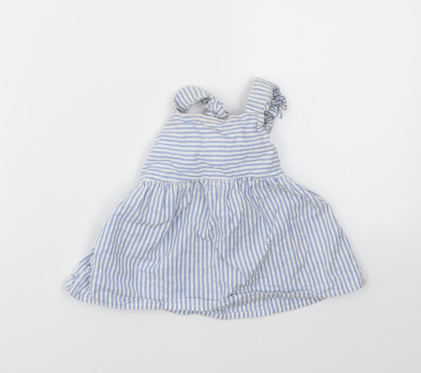F&F Girls Blue Striped  Fit & Flare  Size 12-18 Months