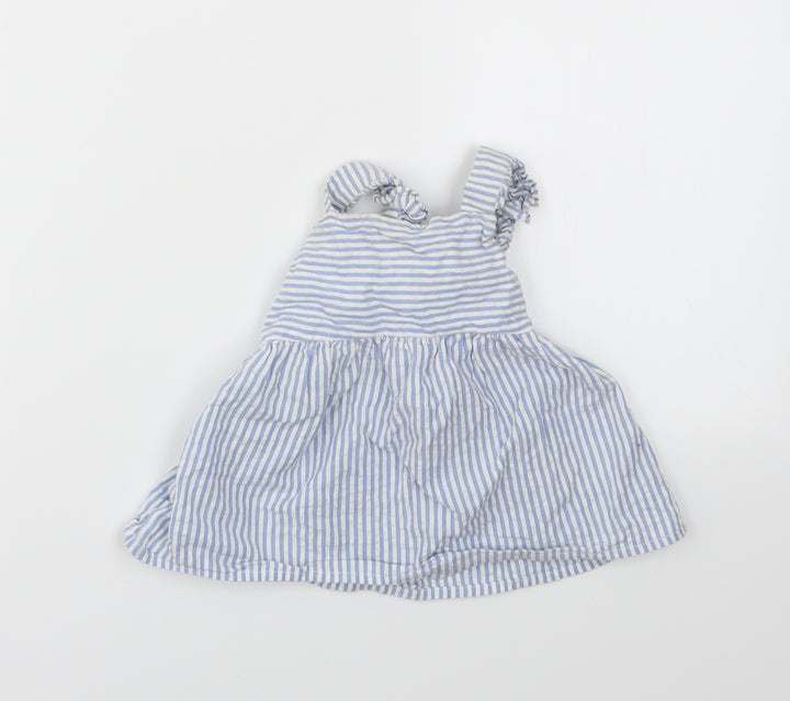 F&F Girls Blue Striped  Fit & Flare  Size 12-18 Months