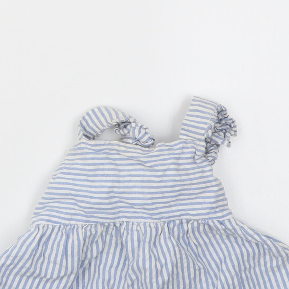 F&F Girls Blue Striped  Fit & Flare  Size 12-18 Months