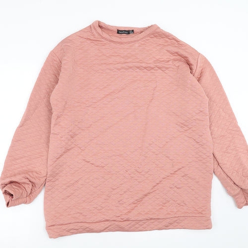 Boohoo Womens Pink Argyle/Diamond  Pullover Sweatshirt Size 12