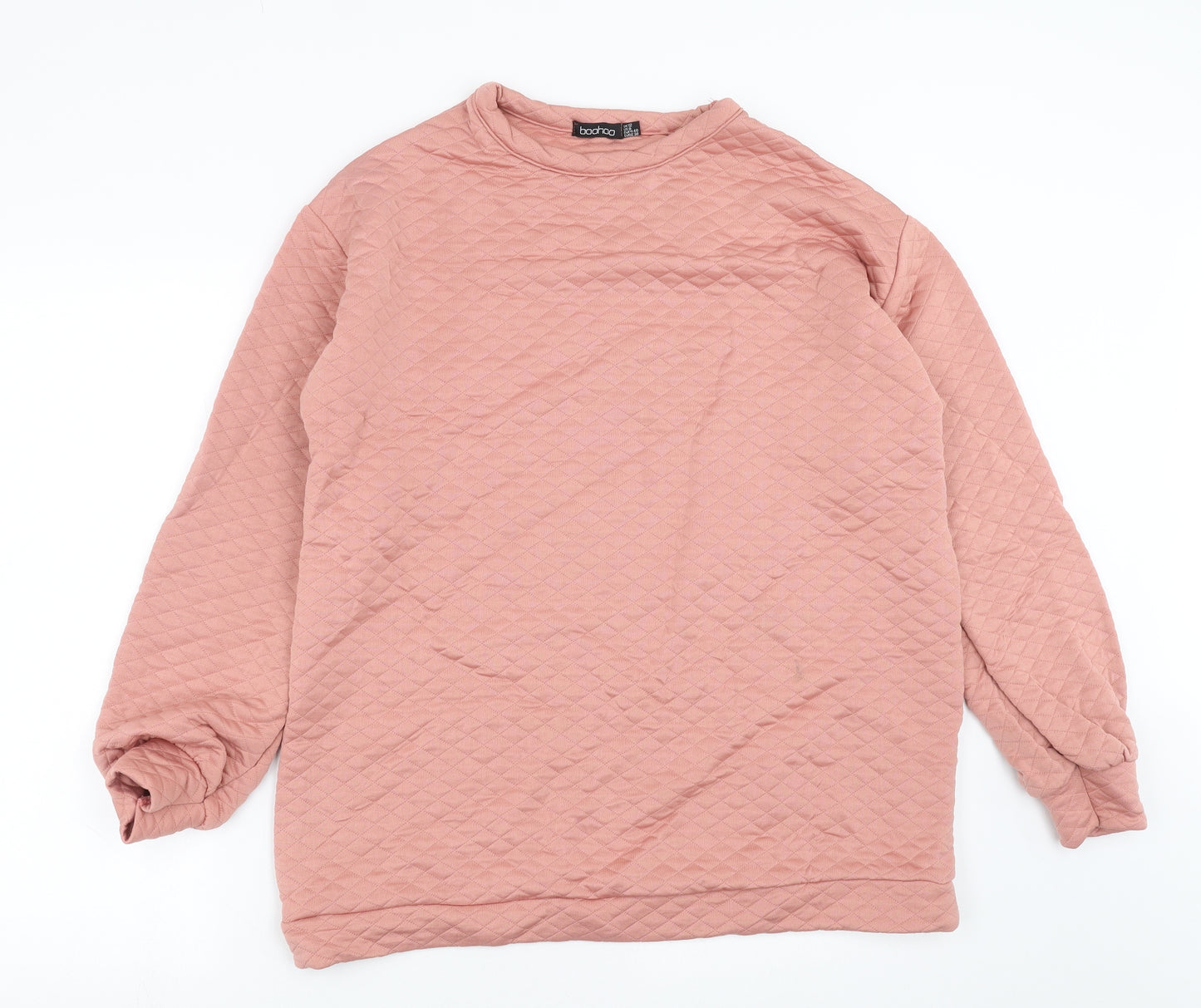 Boohoo Womens Pink Argyle/Diamond  Pullover Sweatshirt Size 12