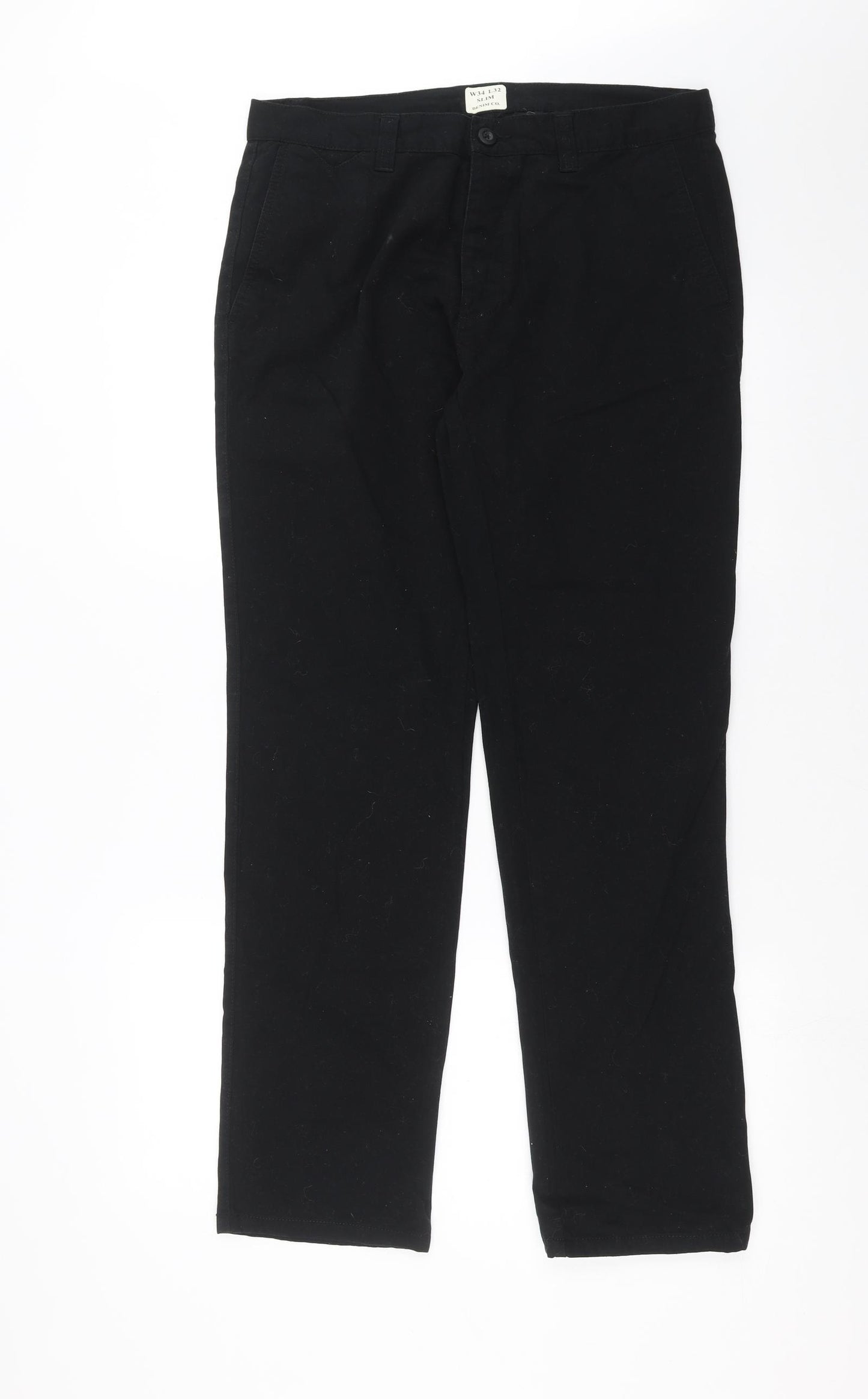 Primark Mens Black  Denim Straight Jeans Size 34 in L31 in