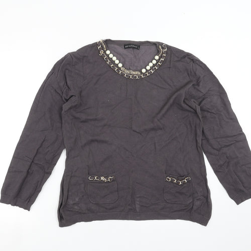 JUST ELEGANCE Womens Grey   Pullover Jumper Size XL  - beaded