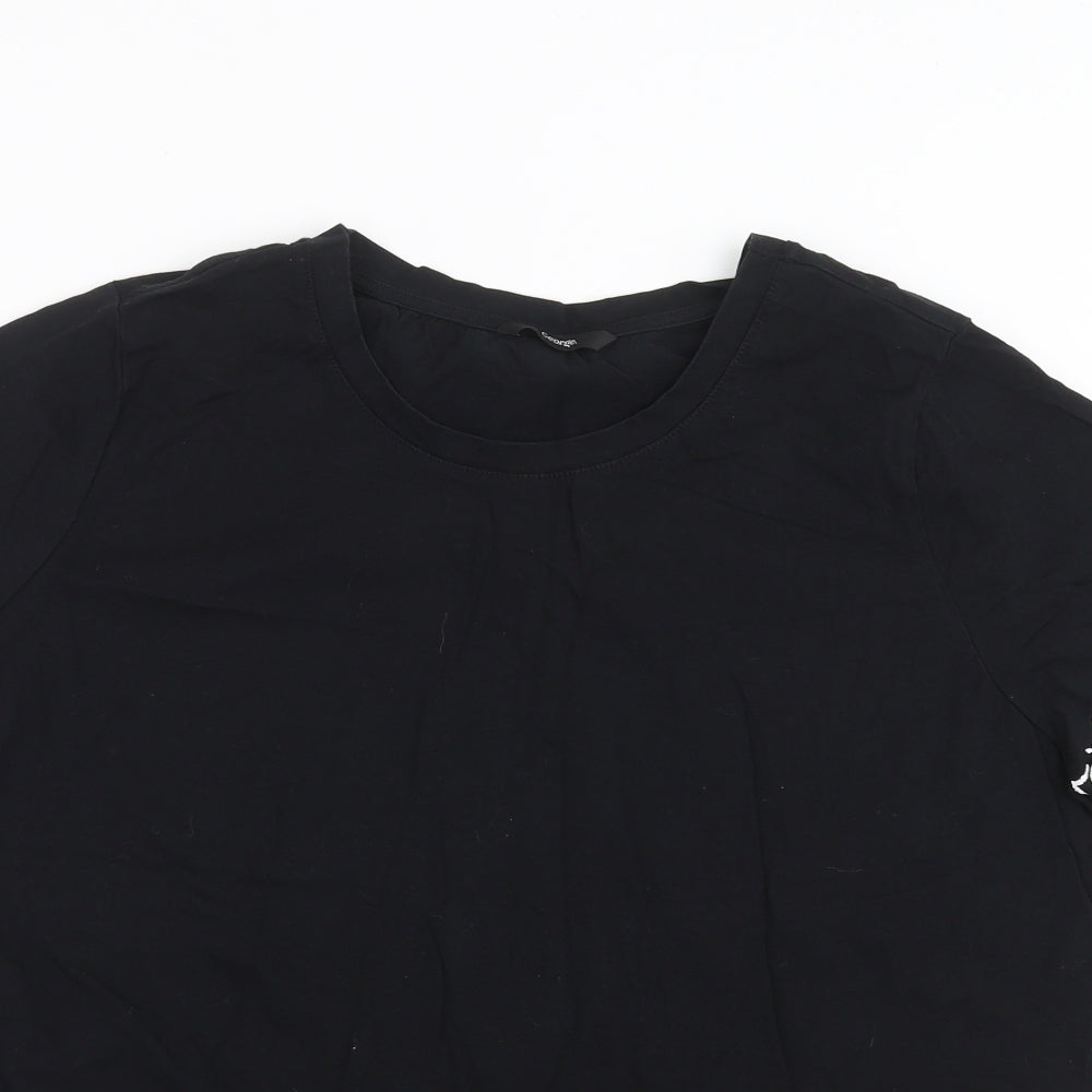 George Womens Black   Basic T-Shirt Size 20  - floral detail