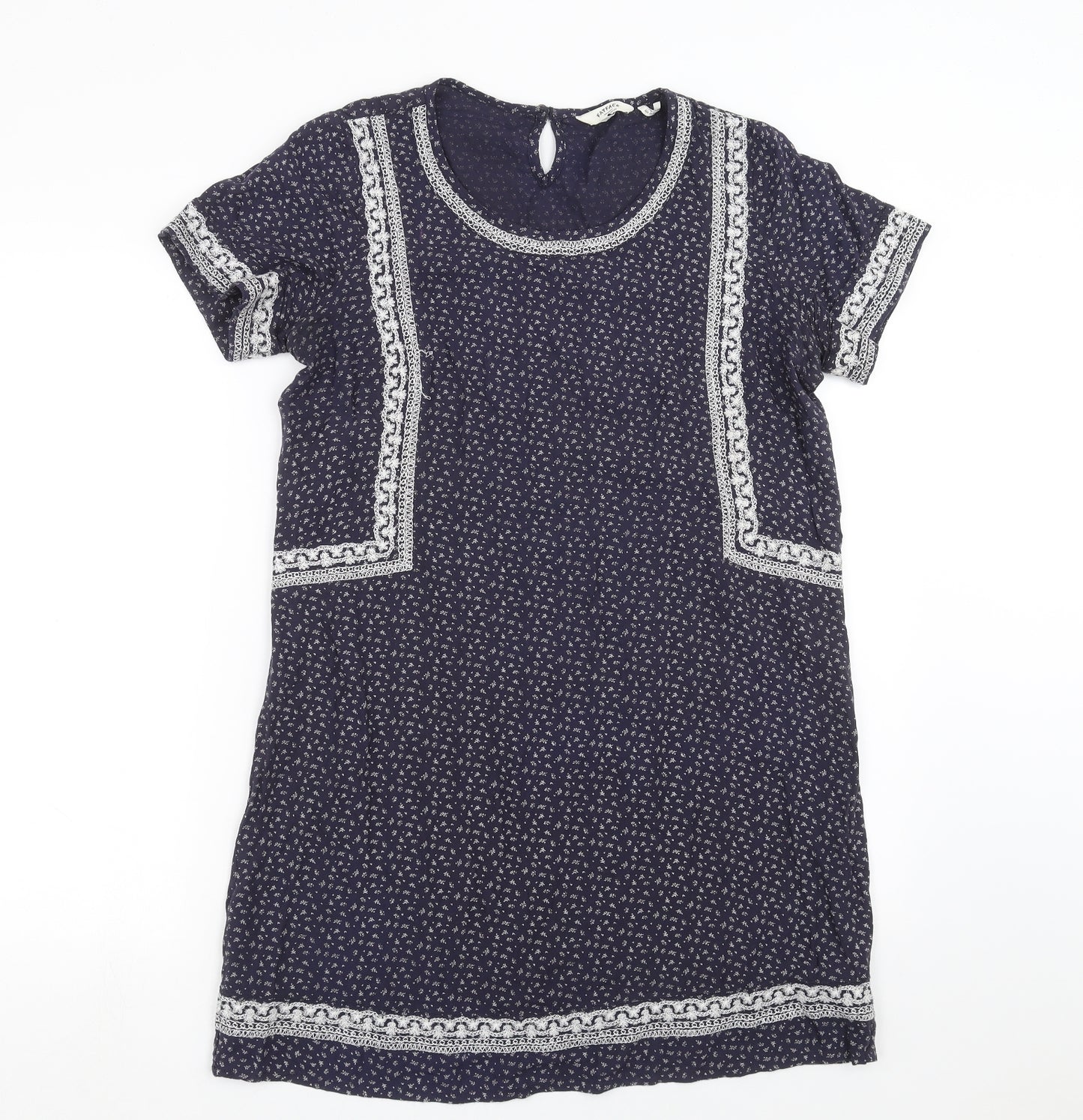 Fat Face Womens Blue Floral  T-Shirt Dress  Size 12  - Embroidered detail
