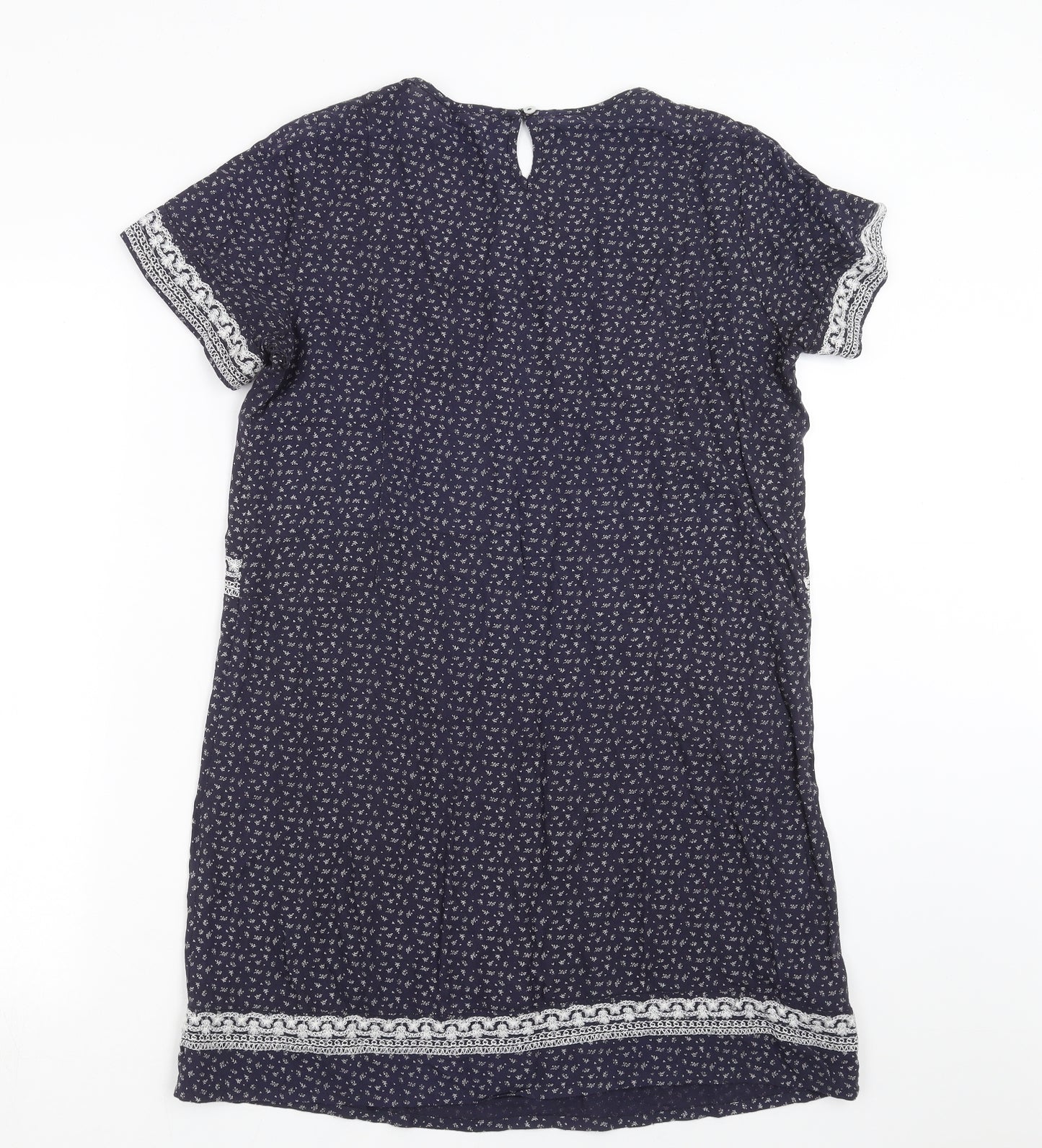 Fat Face Womens Blue Floral  T-Shirt Dress  Size 12  - Embroidered detail