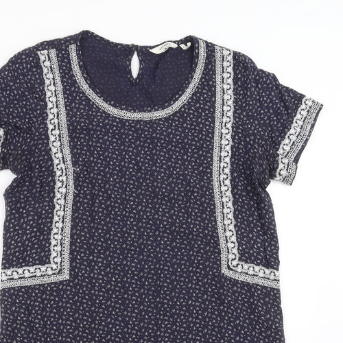 Fat Face Womens Blue Floral  T-Shirt Dress  Size 12  - Embroidered detail
