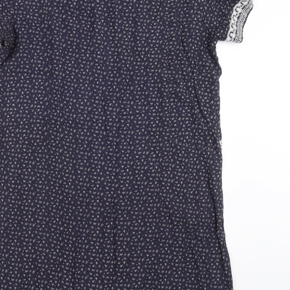 Fat Face Womens Blue Floral  T-Shirt Dress  Size 12  - Embroidered detail