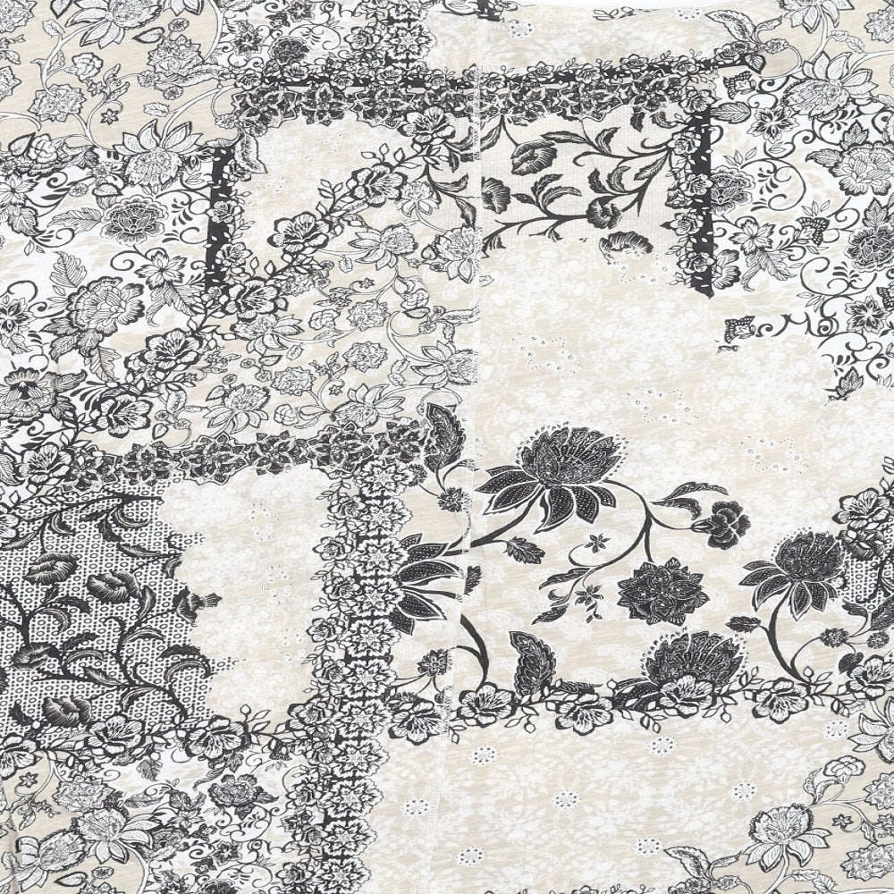 M&Co Womens Beige Floral  Basic T-Shirt Size 18