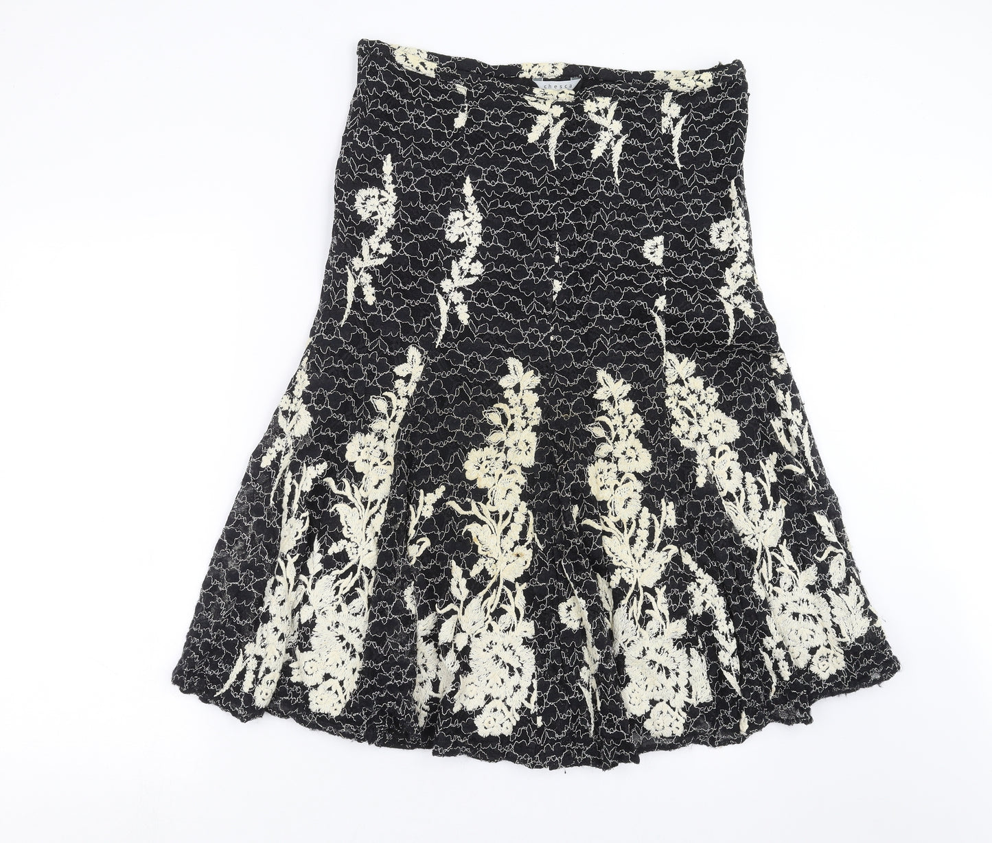 Chesca Womens Black Floral  Trumpet Skirt Size 12