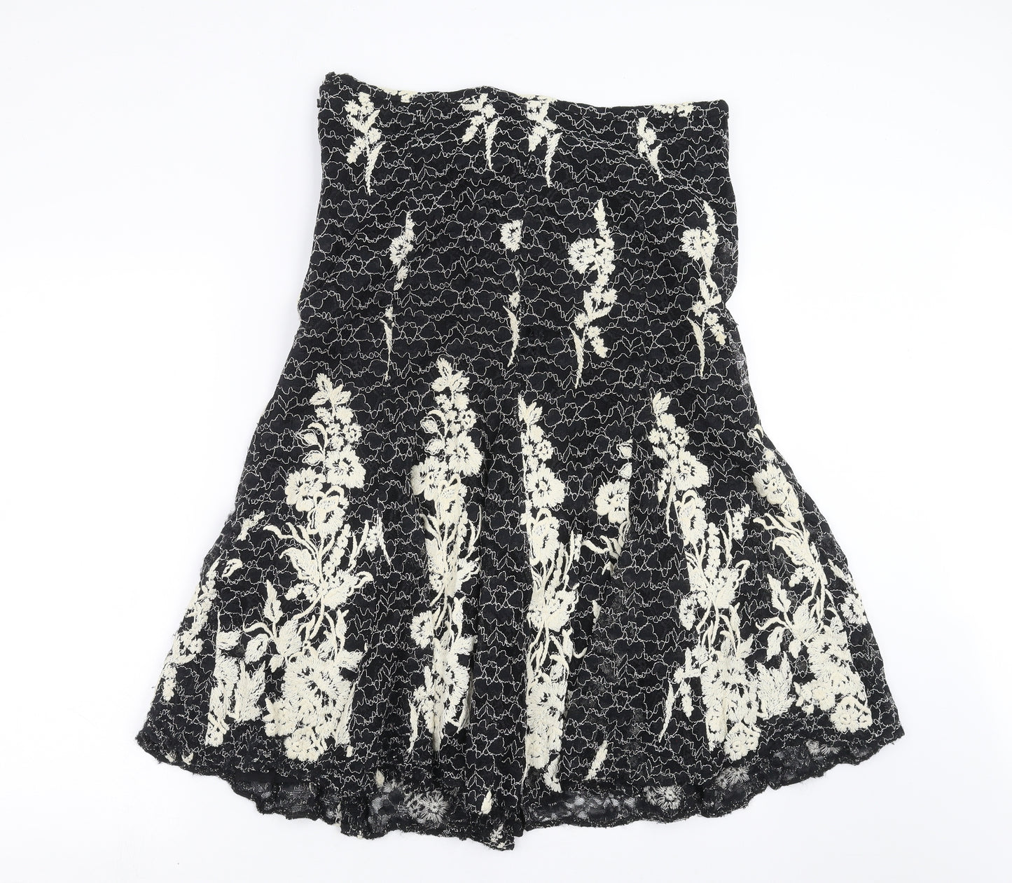 Chesca Womens Black Floral  Trumpet Skirt Size 12