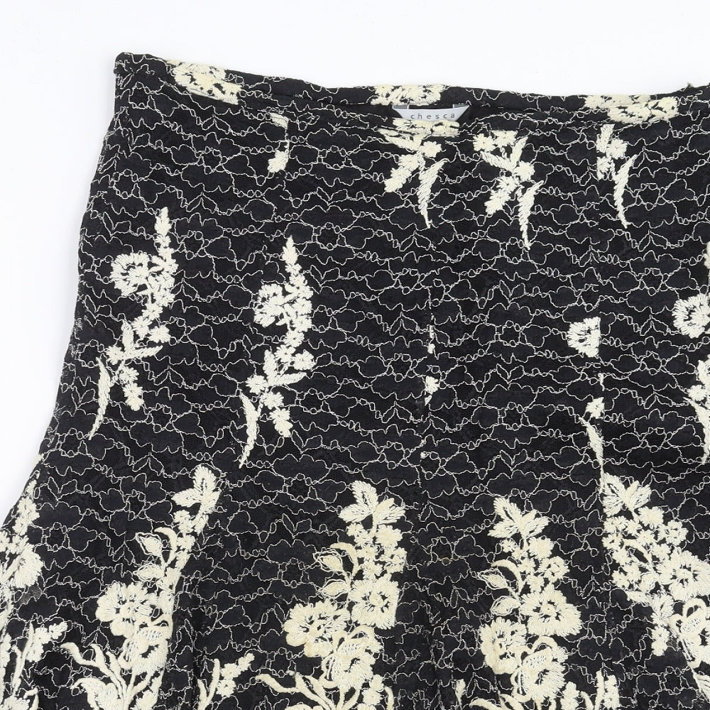 Chesca Womens Black Floral  Trumpet Skirt Size 12