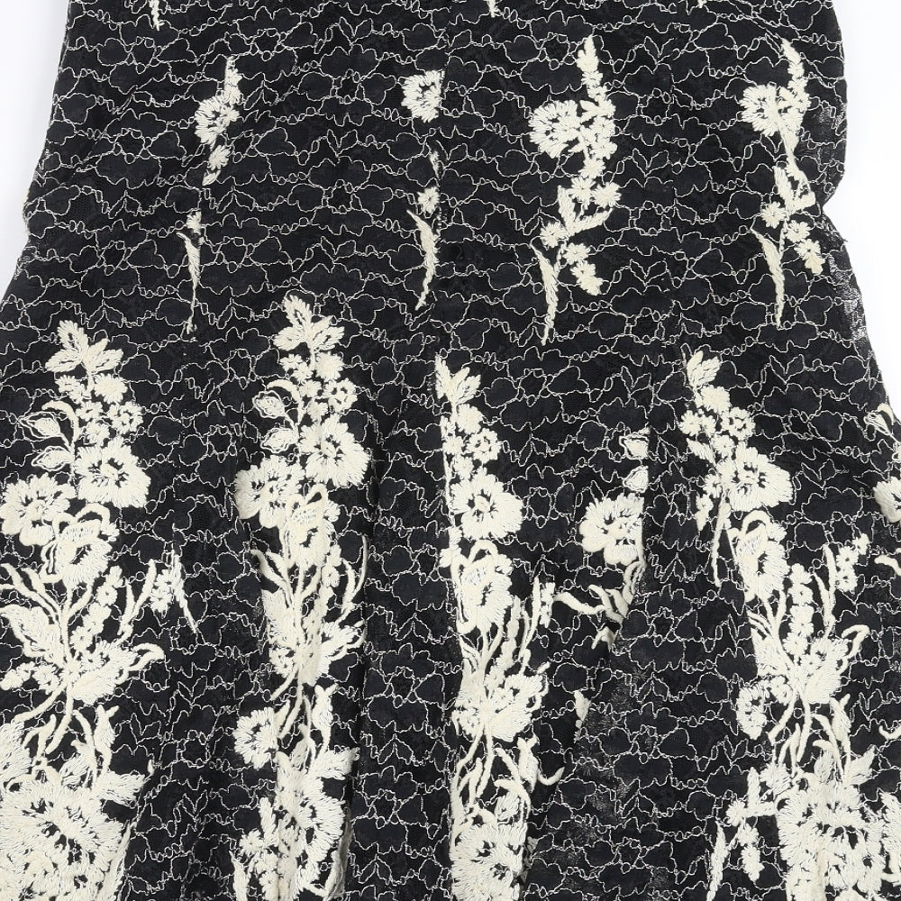 Chesca Womens Black Floral  Trumpet Skirt Size 12