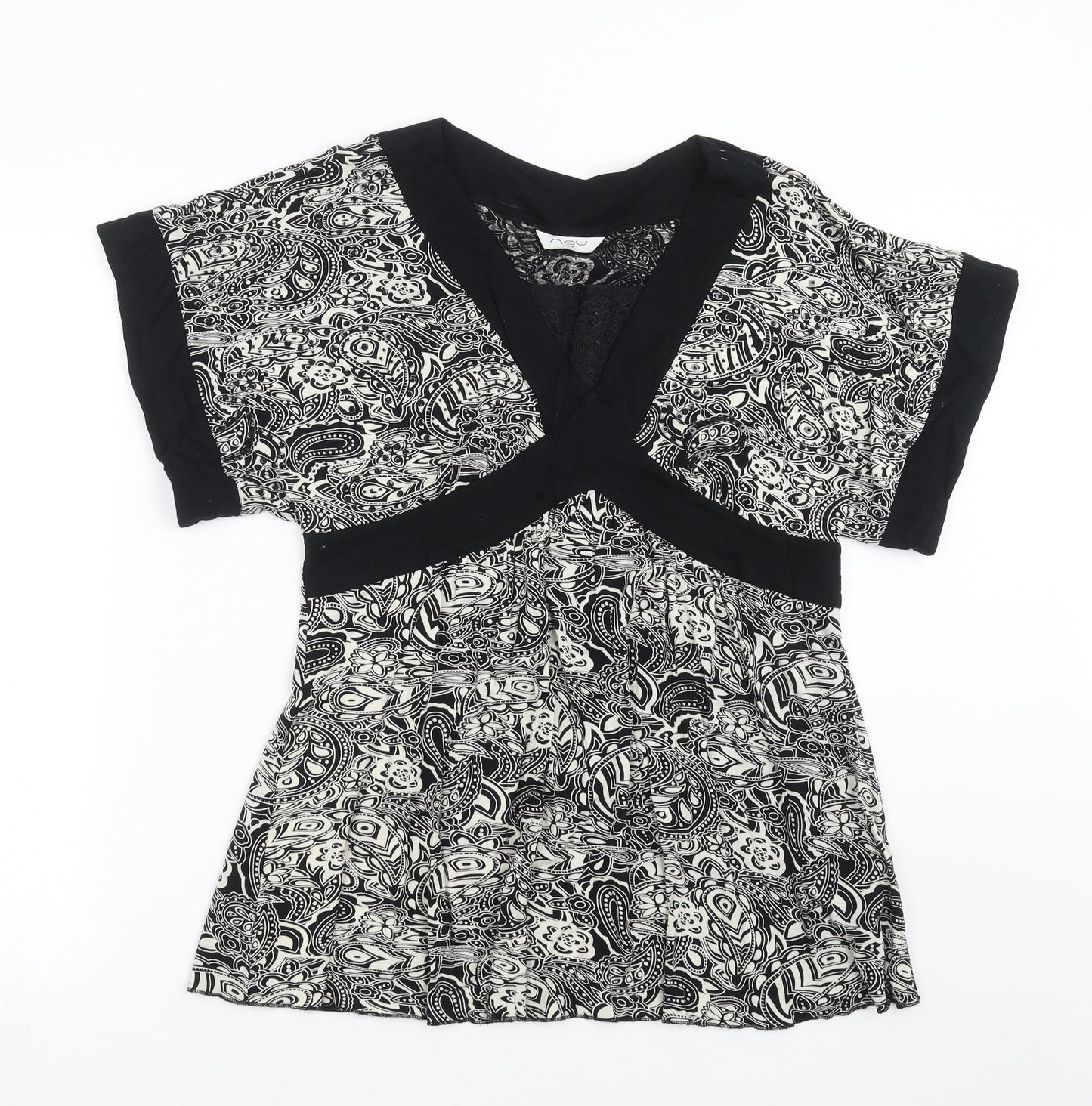 New Look Womens Black Paisley  Basic Blouse Size 16