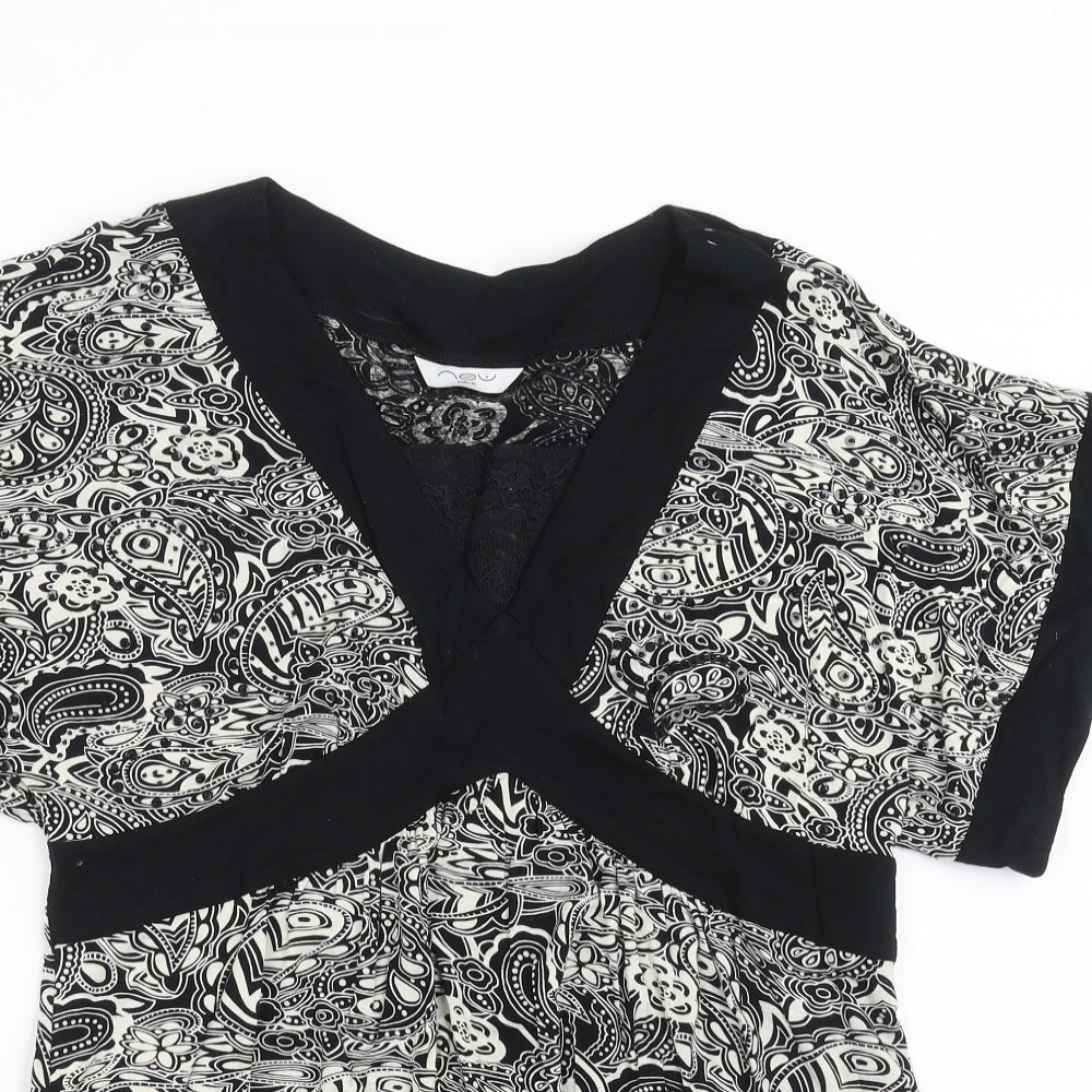 New Look Womens Black Paisley  Basic Blouse Size 16