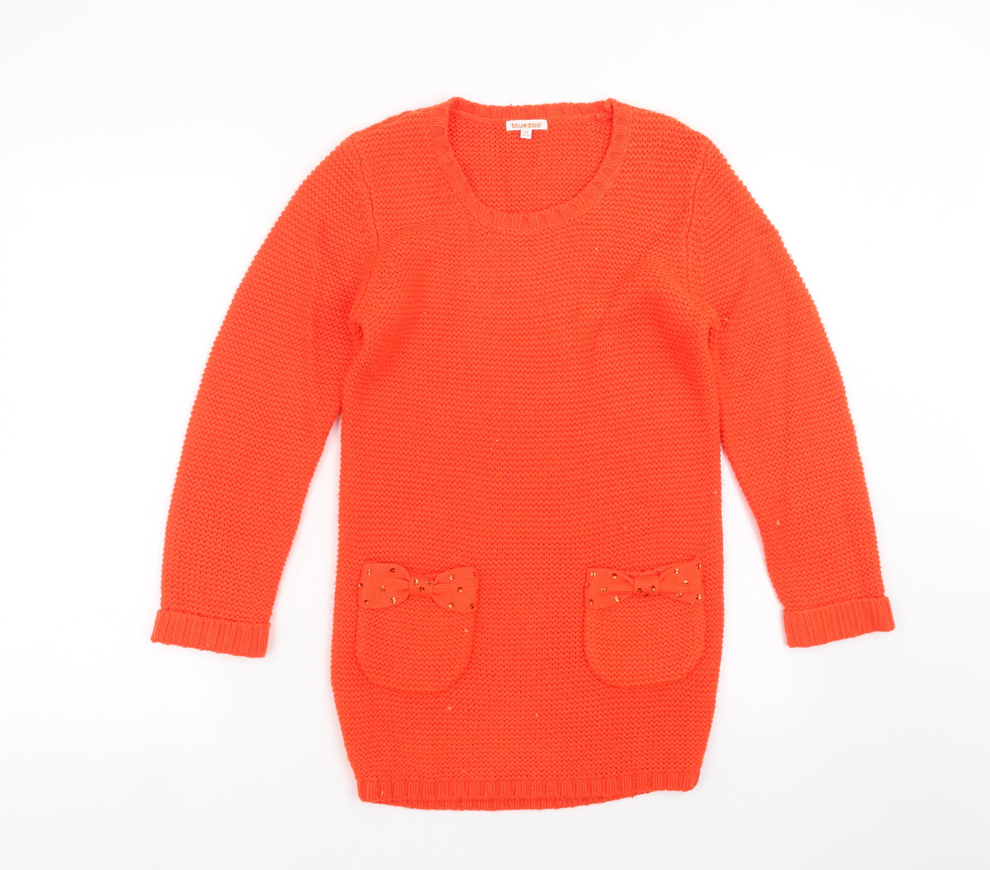 Blue Zoo Girls Orange  Knit Jumper Dress  Size 13-14 Years