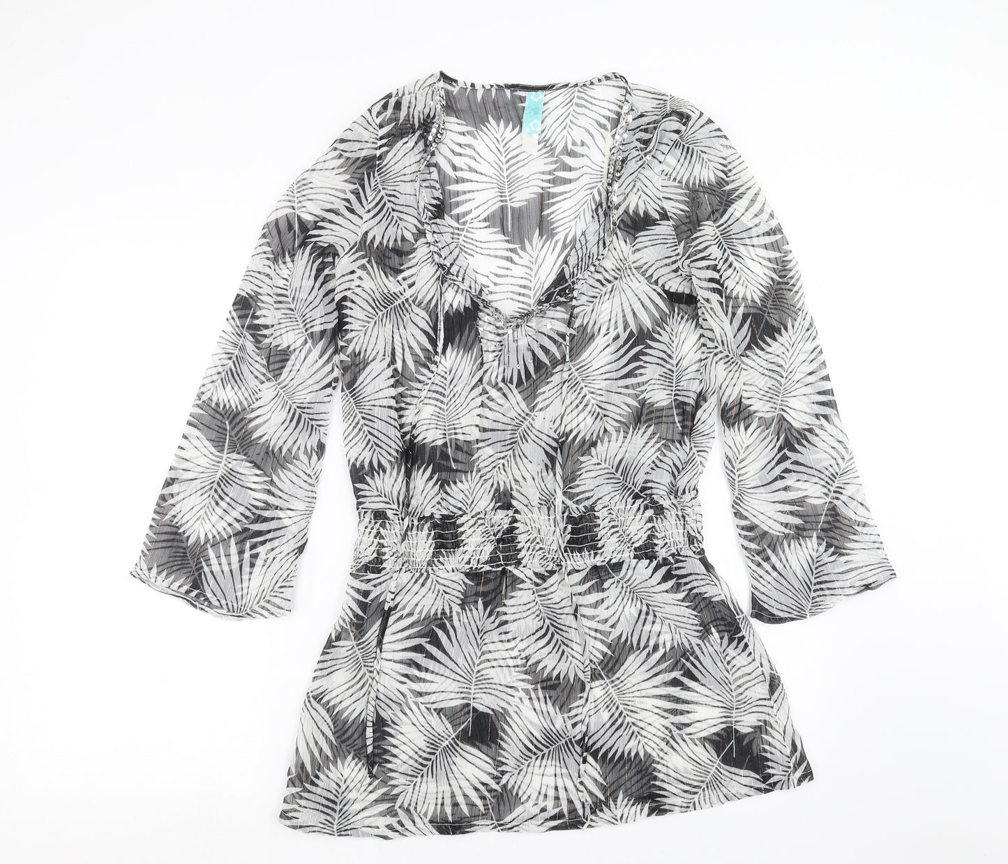 Ocean club Womens Grey Floral  T-Shirt Dress  Size 12  - Beach Cover Up