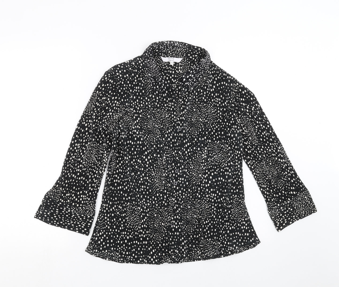 Debenhams Womens Black Geometric  Basic Blouse Size 14  - dotted pattern