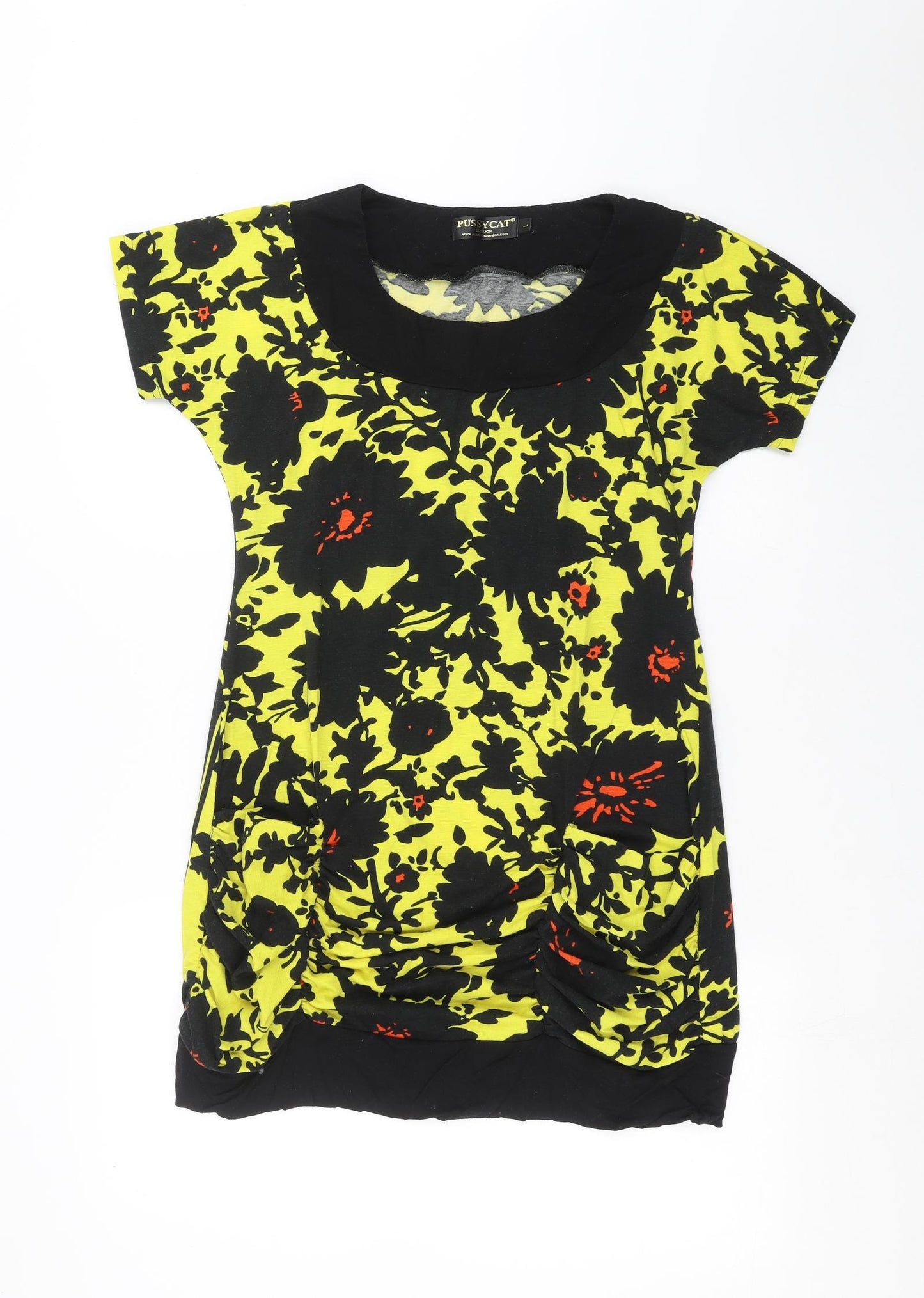 Pussycat London Womens Yellow Floral  T-Shirt Dress  Size L