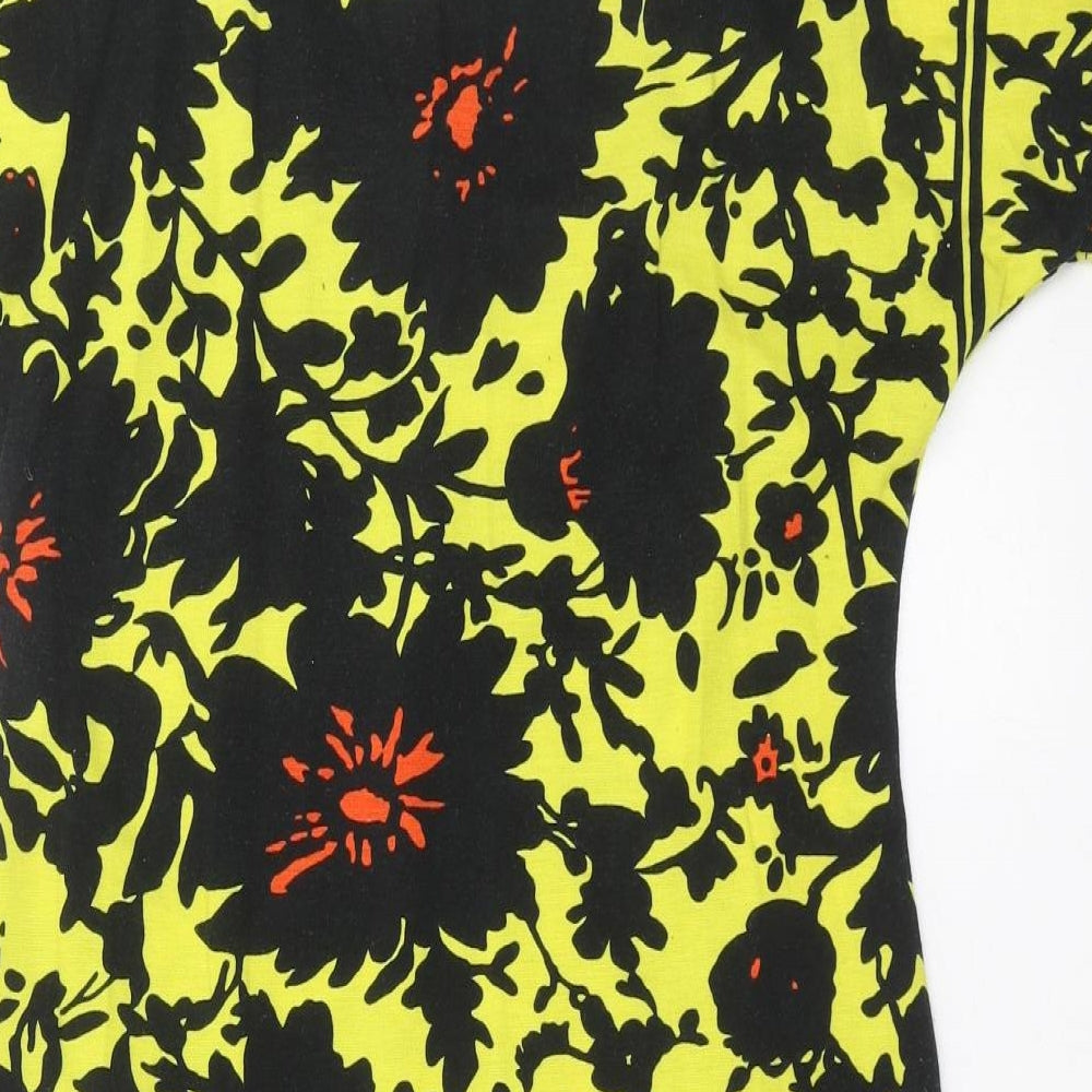 Pussycat London Womens Yellow Floral  T-Shirt Dress  Size L