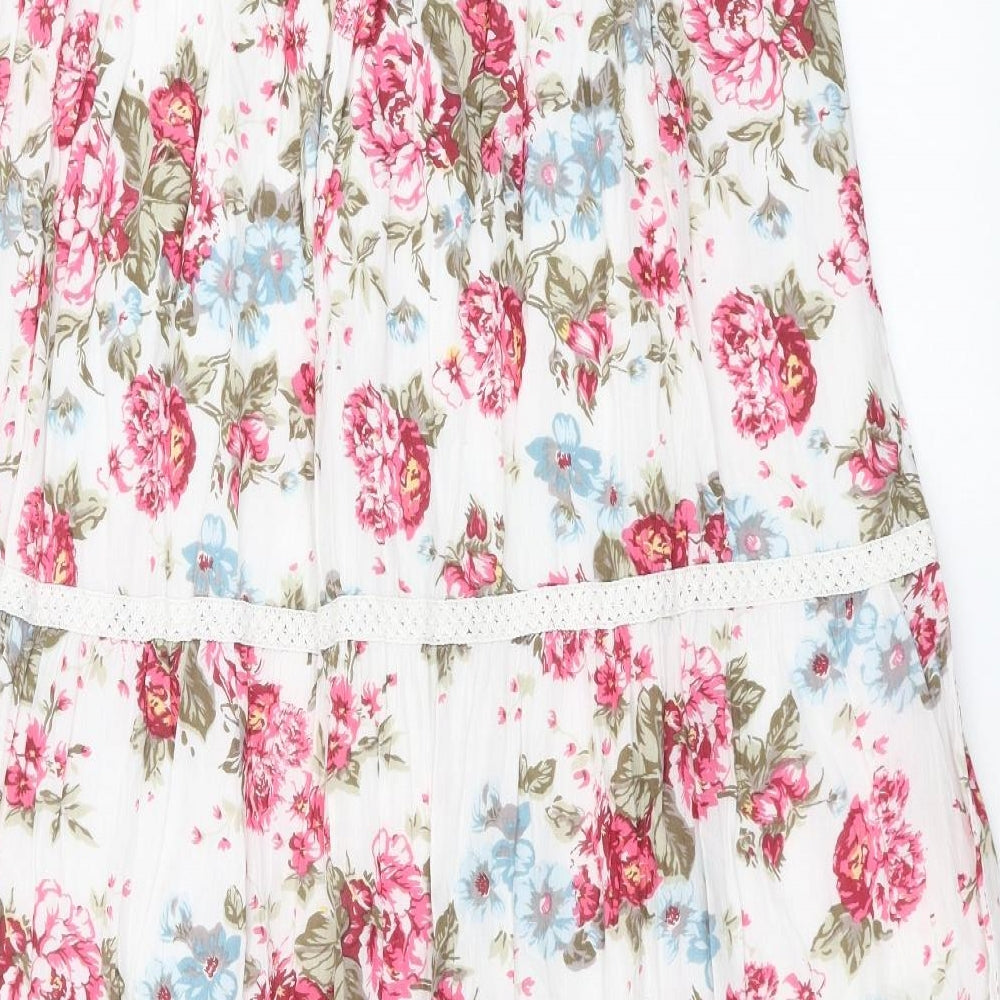 BHS Womens White Floral  Maxi Skirt Size 18