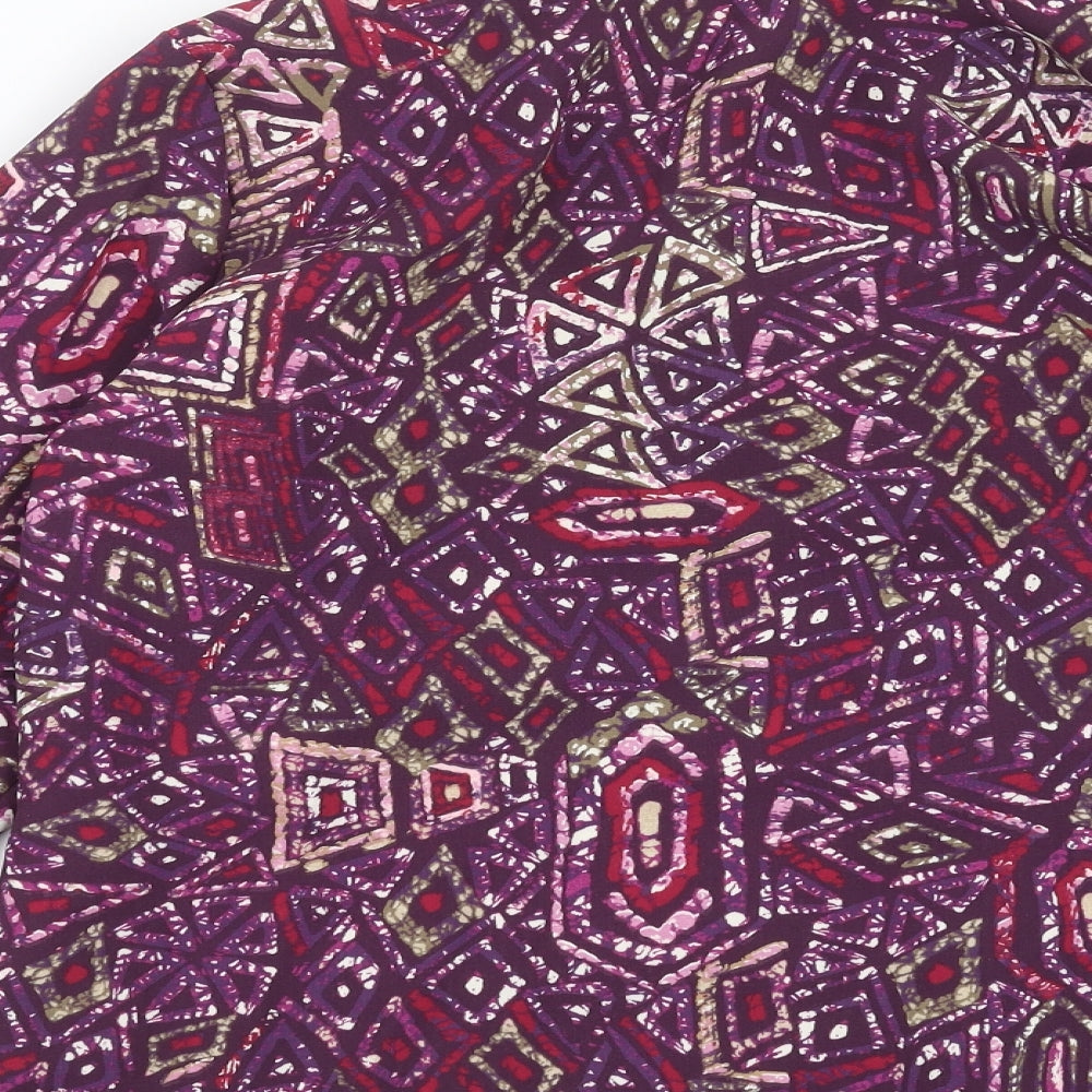 EWM Womens Purple Geometric  Basic Blouse Size 14