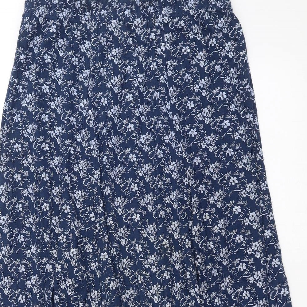 Damart Womens Blue Floral  A-Line Skirt Size 14